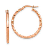 Image of 27.1mm 14k Rose Gold Striped Edge Hoop Earrings