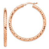 Image of 39.45mm 14k Rose Gold 3x38mm Diamond-cut Hoop Earrings