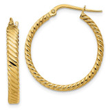 Image of 26mm 14K Yellow Gold 3.25mm Patterned Hoop Earrings