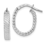Image of 17.75mm 14K White Gold 3mm Patterned Oval Hoop Earrings