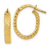 Image of 17.75mm 14K Yellow Gold 3mm Patterned Oval Hoop Earrings