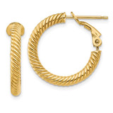 Image of 21mm 14K Yellow Gold 3x15mm Twisted Round Hoop Earrings