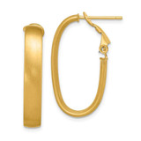 Image of 28.7mm 14K Yellow Gold Satin Oval Omega Back Hoop Earrings