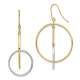 Image of 61.3mm 14k Two-tone Gold Double Circle & Bar Dangle Earrings