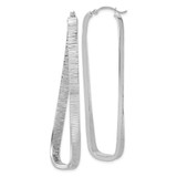 Image of 54mm 14k White Gold 4mm Textured Twisted Oval Hoop Earrings