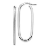 Image of 37.89mm 14k White Gold Polished & Satin 2mm Oval Hoop Earrings