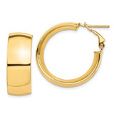 Image of 27.9mm 14K Yellow Gold High Polished 10mm Omega Back Hoop Earrings