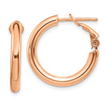 Image of 22mm 14k Rose Gold 3x15mm Polished Round Omega Back Hoop Earrings