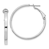 Image of 35mm 14k White Gold 3x30mm Polished Square Tube Round Hoop Earrings