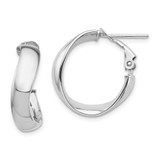 Image of 20mm 14k White Gold High Polished 5mm Wavy Omega Back Hoop Earrings