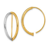Image of 25.5mm 14K Yellow Gold w/Rhodium Diamond-Cut Dangle Threader Earrings
