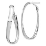 Image of 42.24mm 14k White Gold Polished 5mm Twisted Omega Back Oval Hoop Earrings
