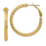 Image of 32.25mm 14K Yellow Gold 3x25mm Diamond-cut Round Omega Back Hoop Earrings
