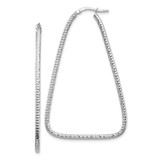Image of 56.95mm 14k White Gold Polished & Diamond-cut Double Triangle Hoop Earrings