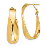 Image of 36.05mm 14K Yellow Gold High Polished 7mm Wavy Oval Omega Back Hoop Earrings