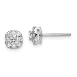 Image of 14K White Gold Lab Grown Diamond SI1/SI2, G H I, Cushion Halo Earrings EM6636-050-WLG