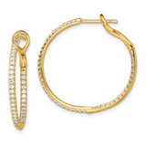 Image of 27.18mm 14K Yellow Gold Lab Grown Diamond SI1/SI2, G H I, In & Out Hoop Earrings EM7950-075-YLG