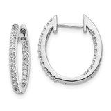 Image of 14k White Gold Oro Spotlight Lab Grown Diamond SI+, H+, In/Out Hinged Hoop Earrings EM5422-050-WLG
