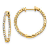 Image of 14k Yellow Gold Oro Spotlight Lab Grown Diamond SI+, H+, In & Out Hinged Hoop Earrings EM5431-062-YLG