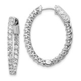 Image of 14k White Gold Oro Spotlight Lab Grown Diamond SI+, H+, Round Hoop w/Safety Clasp Earrings XE2025WLG