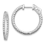 Image of 14k White Gold Oro Spotlight Lab Grown Diamond SI+, H+, Round Hoop w/Safety Clasp Earrings XE1984WLG