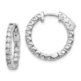 Image of 14k White Gold Oro Spotlight Lab Grown Diamond SI+, H+, Round Hoop w/Safety Clasp Earrings XE2011WLG