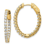 Image of 14k Yellow Gold Oro Spotlight Lab Grown Diamond SI+, H+, Oval Hoop w/Safety Clasp Earrings XE2025LG