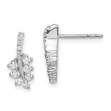 Image of 12.76mm 14K White Gold Lab Grown Diamond SI1/SI2, G H I, Leaf Post Earrings
