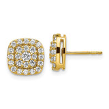 Image of 9.75mm 14K Yellow Gold Lab Grown Diamond SI1/SI2, G H I, Squared Halo Post Earrings