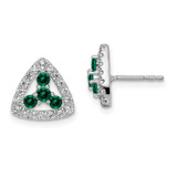 Image of 10.38mm 14K White Gold Lab Grown Diamond SI1/SI2, G H I, Created Emer Triangle Post Earrings