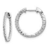 Image of 14k White Gold Oro Spotlight Lab Grown Diamond SI+, H+, In and Out Hinged Hoop Earrings