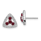 Image of 10.04mm 14K White Gold Lab Grown Diamond SI1/SI2, G H I, and Created Ruby Triangle Post Earrings