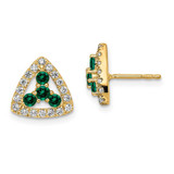 Image of 10.38mm 14K Yellow Gold Lab Grown Diamond SI1/SI2, G H I, Created Emerald Triangle Post Earrings