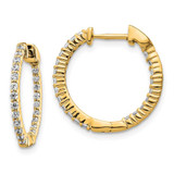 Image of 14k Yellow Gold Oro Spotlight Lab Grown Diamond SI+, H+, In and Out Hinged Hoop Earrings