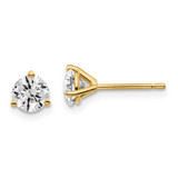 Image of 14K Yellow Gold 1 carat total weight Round VS/SI D E F Lab Grown Diamond 3 Prong Stud Post Earrings