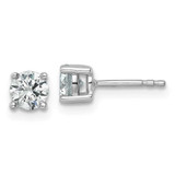 Image of 14k White Gold 1 carat total weight Round SI1/SI2 G H I Lab Grown Diamond 4 Prong Stud Post Earrings