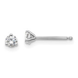Image of 14k White Gold 1/5 carat total weight Round VS/SI D E F Lab Grown Diamond 3 Prong Stud Post Earrings