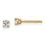 Image of 14K Yellow Gold 1/5 carat total weight Round VS/SI D E F Lab Grown Diamond 4 Prong Stud Post Earrings