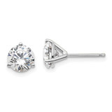 Image of 14k White Gold 1 1/2 carat total weight Round VS/SI D E F Lab Grown Diamond 3 Prong Stud Post Earrings