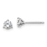 Image of 14k White Gold 1/2 carat total weight Round SI1/SI2 G H I Lab Grown Diamond 3 Prong Stud Post Earrings
