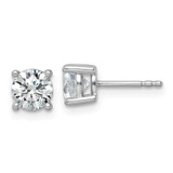 Image of 14k White Gold 1 1/2 carat total weight Round SI1/SI2 G H I Lab Grown Diamond 4 Prong Stud Post Earrings