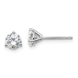 Image of 14k White Gold 1 carat total weight Round Certified VS/SI D E F Lab Grown Diamond 3 Prong Stud Post Earrings