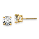 Image of 14K Yellow Gold 2 carat total weight Round VS/SI D E F Lab Grown Diamond Screw Back 4 Prong Stud Post Earrings