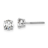 Image of 14k White Gold 1 carat total weight Round SI1/SI2 G H I Lab Grown Diamond Screw Back 4 Prong Stud Post Earrings