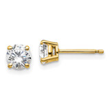 Image of 14K Yellow Gold 1 carat total weight Round Certified SI1/SI2 G H I Lab Grown Diamond 4 Prong Stud Post Earrings