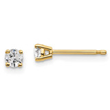 Image of 14K Yellow Gold 1/4 carat total weight Round Certified VS/SI D E F Lab Grown Diamond 4 Prong Stud Post Earrings