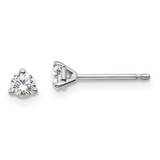 Image of 14k White Gold 1/4 carat total weight Round Certified SI1/SI2 G H I Lab Grown Diamond 3 Prong Stud Post Earrings