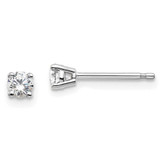 Image of 14k White Gold 1/4 carat total weight Round Certified SI1/SI2 G H I Lab Grown Diamond 4 Prong Stud Post Earrings