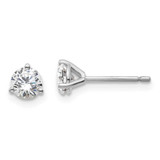 Image of 14k White Gold 2/3 carat total weight Round Certified SI1/SI2 G H I Lab Grown Diamond 3 Prong Stud Post Earrings