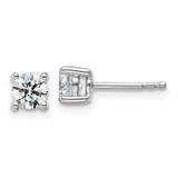 Image of 14k White Gold 3/4 carat total weight Round Certified SI1/SI2 G H I Lab Grown Diamond 4 Prong Stud Post Earrings